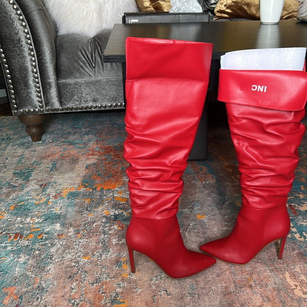 INC Women’s Iyonna Faux Leather Over-The-Knee Boots Red - Picture 5 of 11
